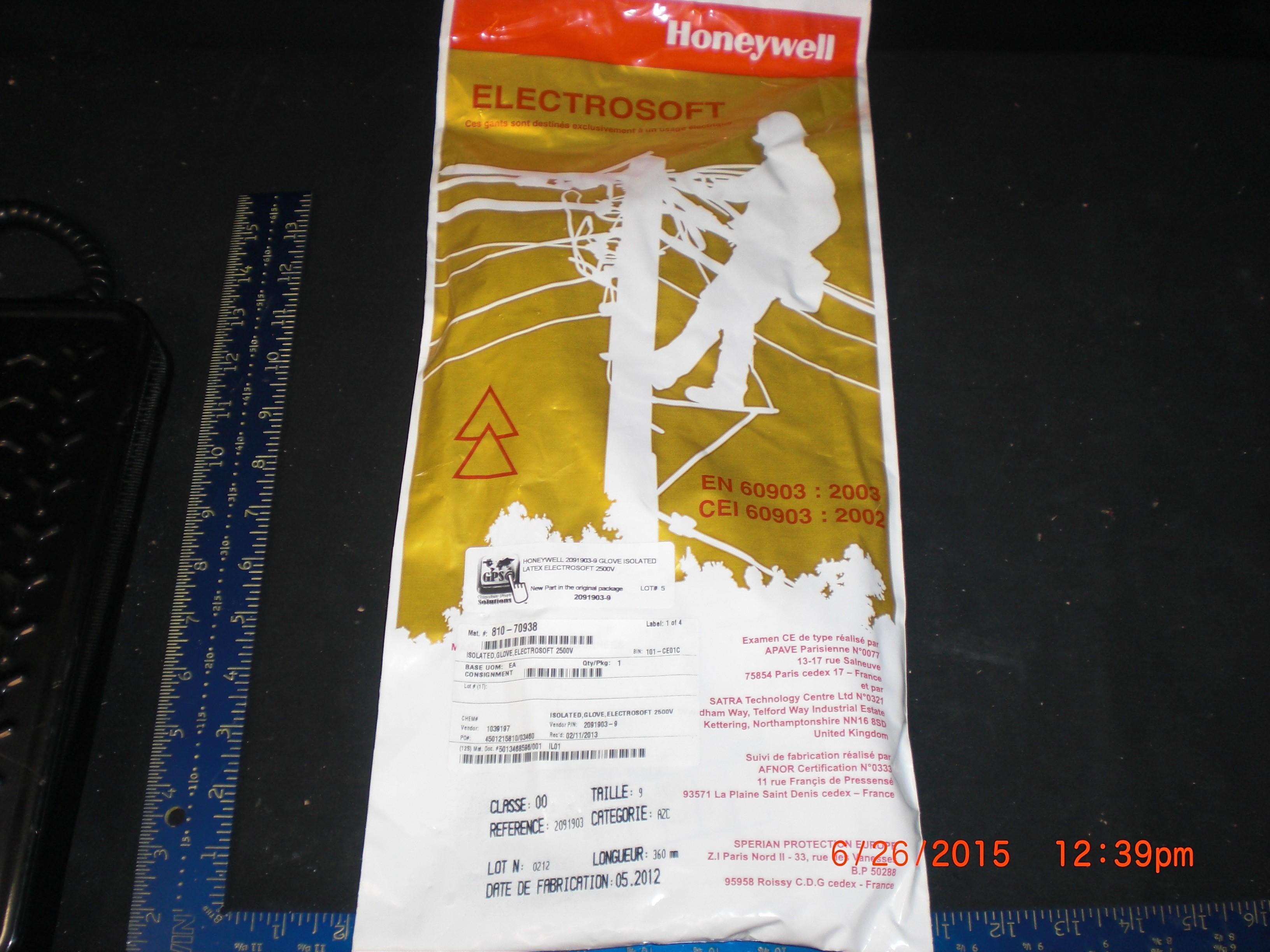 1kV Honeywell Electrosoft Bicolor CL0 Latex Electrical Insulating Gloves 
